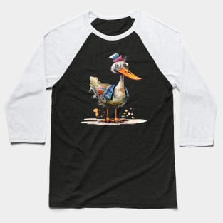 Whimsical Cute Happy Multicolored Duck Baseball T-Shirt